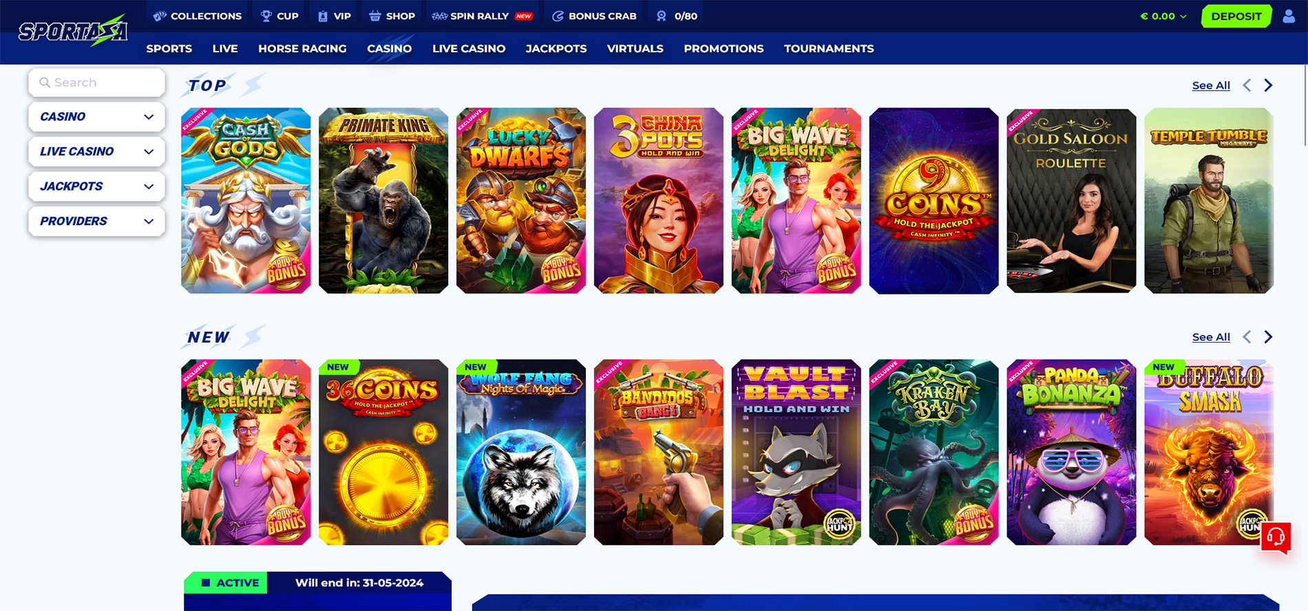 Sportaza casino top and new slot games